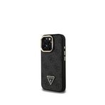 Guess iPhone 16 Pro Max Siyah Taşlı Logo 4G Desenli Kamera Standlı Telefon Kılıfı