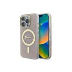 Guess İphone 16 Pro Max Uyumlu Kılıf Lisanslı Magsafe Özellikli Yazı Logolu 4G Desenli Pembe