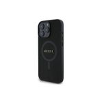 Guess İphone 16 Pro Max Uyumlu Lisanslı Magsafe Şarj Özellikli Yazı Logolu Saffiano Classic Siyah
