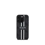 Guess iPhone 16 Pro Printed 4G Şerit Logolu Magsafe Siyah Uyumlu Telefon Kılıfı