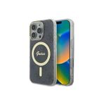 Guess İphone 16 Pro Uyumlu Kılıf Lisanslı Magsafe Şarj Özellikli Yazı Logo 4G Desenli Siyah