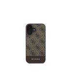 Guess iPhone 16 PU Deri Şerit Logo Dizaynlı Telefon Kılıfı