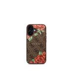 Guess iPhone 16 Rose Desenli Magsafe Uyumlu Kahverengi Telefon Kılıfı