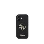 Guess iPhone 16 Siyah Uyumlu Glitter 4G Logolu Telefon Kılıfı