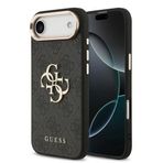 Guess İphone 17 Air Kılıf Lisanslı Gold Metal Kamera Çerçeve Metal Büyük 4G Yazı Logolu Kapak Siyah