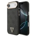 Guess İphone 17 Air Kılıf Lisanslı M-Safe Şarjlı Gold Metal Kamera Çerçeveli Taşlı Üçgen Logo Siyah