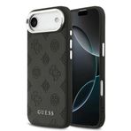 Guess İphone 17 Air Kılıf Lisanslı M-Safeli Sıcak Baskılı Klasik Yazı Logolu Pu Deri Peony Siyah