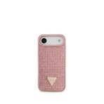 Guess iPhone 17 Air Pembe Taşlı Üçgen Logolu Telefon Kılıfı
