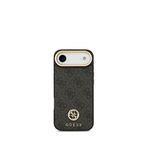 Guess iPhone 17 Air Siyah Taşlı 4G Logolu Gold Kamera Çerçeveli Magsafe Uyumlu Telefon Kılıfı
