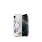 Guess iPhone 17 Air Transparan Resin Flowers Magsafe Uyumlu Mor Telefon Kılıfı