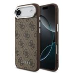 Guess İphone 17 Air Uyumlu Kılıf Lisanslı M-Safe Özellikli 4G Klasik Yazı Logolu Kapak Kahverengi