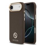 Guess İphone 17 Air Uyumlu Kılıf Lisanslı M-Safeli Grained Yazı Ve Taşlı 4G Logolu Kapak Kahverengi