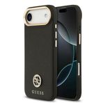 Guess İphone 17 Air Uyumlu Kılıf Lisanslı M-Safeli Grained Yazı Ve Taşlı 4G Logolu Kapak Siyah
