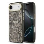 Guess İphone 17 Air Uyumlu Kılıf Lisanslı M-Safeli Yazı Logolu Python Desenli Kapak Kahverengi