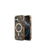 Guess iPhone 17 IML Baskılı 4G Desenli Klasik Logolu Kahverengi Magsafe Uyumlu Telefon Kılıfı