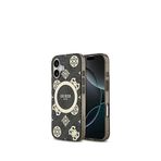 Guess iPhone 17 IML Peony 4G Desenli Siyah Klasik Logolu Magsafe Uyumlu Telefon Kılıfı