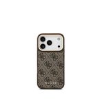 Guess iPhone 17 Pro Askılı 4G Logolu Kartlıklı Kahverengi Magsafe Uyumlu Telefon Kılıfı