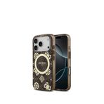 Guess iPhone 17 Pro IML Peony 4G Desenli Klasik Logolu Kahverengi Magsafe Uyumlu Telefon Kılıfı