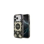 Guess iPhone 17 Pro IML Peony 4G Desenli Klasik Logolu Magsafe Siyah Uyumlu Telefon Kılıfı