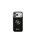 Guess iPhone 17 Pro Max 4G Glitter Büyük Metal Kamera Çerçeveli Magsafe Siyah Uyumlu Telefon Kılıfı