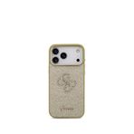 Guess iPhone 17 Pro Max Altın 4G Glitter Büyük Metal Kamera Çerçeveli Magsafe Uyumlu Telefon Kılıfı