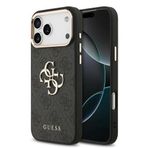 Guess İphone 17 Pro Max Kılıf Lisanslı Gold Metal Kamera Çerçeveli Metal Büyük 4G Yazı Logolu Siyah