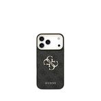 Guess iPhone 17 Pro Max Siyah Büyük 4G Metal Logolu Kalın Askılı Telefon Kılıfı