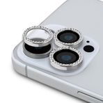Guess İphone 17 Pro Max Uyumlu Lisanslı Rhinestone Taşlı Lens Koruyucu Gümüş
