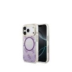 Guess iPhone 17 Pro Mor 4G Desenli Simli Silikon Magsafe Uyumlu Telefon Kılıfı
