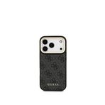Guess iPhone 17 Pro Siyah 4G Metal Büyük Logolu Kartlıklı Magsafe Uyumlu Telefon Kılıfı