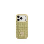 Guess iPhone 17 Pro Taşlı Üçgen Logolu Gold Altın Telefon Kılıfı