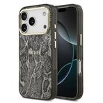 Guess İphone 17 Pro Uyumlu Kılıf Lisanslı M-Safe Özellikli Yazı Logolu Python Desenli Kapak Siyah