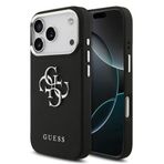 Guess İphone 17 Pro Uyumlu Kılıf Orjinal Lisanslı Pu Deri 4G Büyük Metal Logo Dizaynlı Kapak Siyah