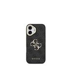 Guess iPhone 17 Siyah Büyük 4G Metal Logolu Kalın Askılı Telefon Kılıfı