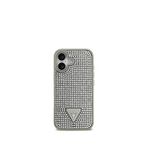 Guess iPhone 17 Taşlı Üçgen Logolu Gümüş Gri Telefon Kılıfı