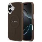 Guess İphone 17 Uyumlu Kılıf Lisanslı M-Safe Özellikli Klasik Yazı Logolu Pu Deri Kapak Kahverengi