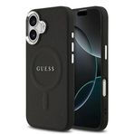 Guess İphone 17 Uyumlu Kılıf Lisanslı M-Safe Şarj Özellikli Klasik Yazı Logolu Pu Deri Kapak Siyah