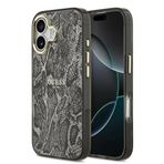 Guess İphone 17 Uyumlu Kılıf Lisanslı M-Safe Şarj Özellikli Yazı Logolu Python Desenli Kapak Siyah