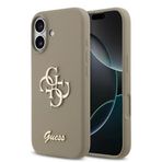 Guess İphone 17 Uyumlu Kılıf Orjinal Lisanslı Grained Yazı Logolu Kapak Kahverengi