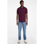 Guess Jeans Erkek Polo Yaka Siyah Kırmızı Çizgili T-Shirt - Siyah - Kırmızı