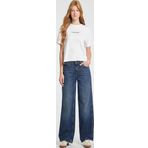 GUESS JEANS Kadın Crop Boxy T-shirt Nakış İşlemeli Beyaz
