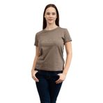 Guess Jersey Kadın Boxy Fit Bisiklet Yaka T-Shirt, Kahverengi, S Beden