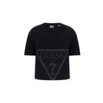 GUESS Kadın Aktif Kısa Kollu Büyük Boy Logo Kırpılmış Tişört, siyah, 12