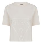 GUESS Kadın Aktif Kısa Kollu Büyük Boy Logo Kırpılmış Tişört, Siyah A996, 14