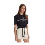 Guess Kadın Crop T-Shirt, Kısa Kollu, Beli Büzgülü, Lacivert, L Beden