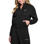 GUESS Kadın Eco Cecilia Scuba Zip Sweatshirt Sweatshirt, Jet siyahı, M