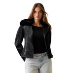 GUESS Kadın Katı Yakalı Uzun Kollu Ceket, Jet Siyah A996, S