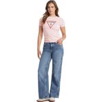 GUESS Kadın Pembe Slim Fit T-shirt Iconic Mid Organic Stretc