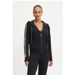 Guess Kadın Siyah Kapüşonlu Scuba Taşlı Fermuarlı Sweatshirt