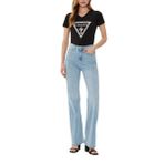 Guess Kadın Siyah Üçgen Logo V Yaka T-Shirt